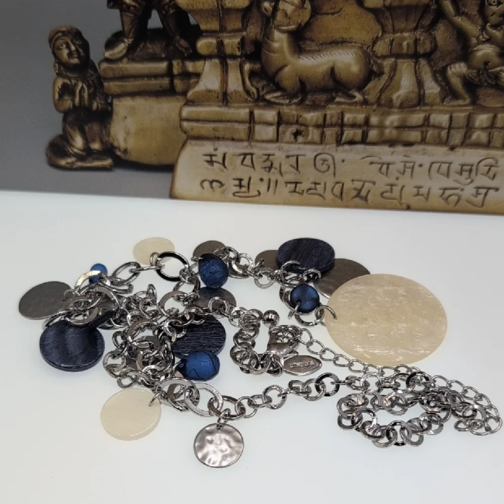 Chico's Silver Blue Asymmetrical Necklace